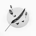 dissolving feather with birds flying out tattoo design idea