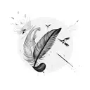 dissolving feather with birds flying out tattoo design idea