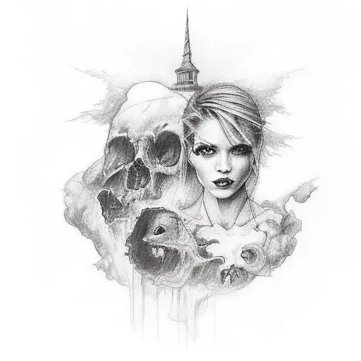 there is a hell believe me I've seen it there is a heaven let's keep it a secret album cover with a woman's body tattoo design idea