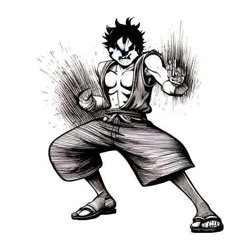 Anime Gear 5 Luffy Tattoo Idea - BlackInk AI