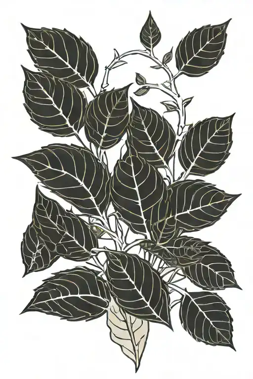 small skeleton lines ornament tenderness bay leaves bones love tattoo design idea