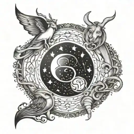 aquarius virgo taurus aries tattoo design idea