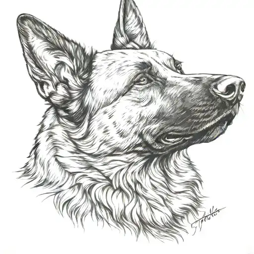 Belgian Shepherd Malinois police dog tattoo design idea