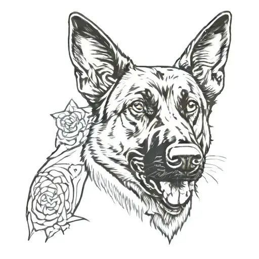 Belgian Shepherd Malinois police dog tattoo design idea