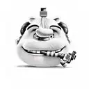 Wreck it Ralph dressed as fix it felix with hammer in hand and arms in air tattoo design idea