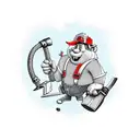 Wreck it Ralph dressed as fix it felix with hammer in hand and arms in air tattoo design idea