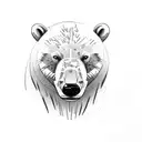 polar bear, reading, drinking coffee tattoo design idea