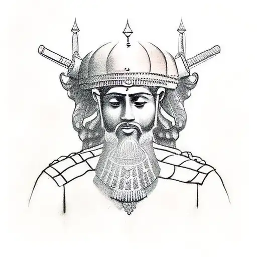 Tattoo of an Achaemenid soldier from the profile Like the pictures on the wall of Persepolis  tattoo design idea