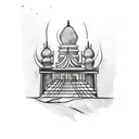 Design a arm tattoo which has some key elements in it like 1. mahadev 2. a dog 3. Varanasi city tattoo design idea