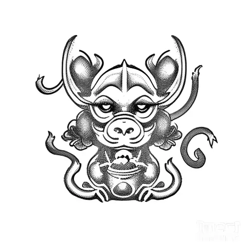 chinese zodiac dragon, monkey, dog, rat tattoo design idea