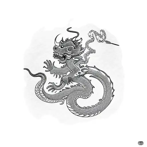 chinese zodiac dragon, monkey, dog, rat tattoo design idea