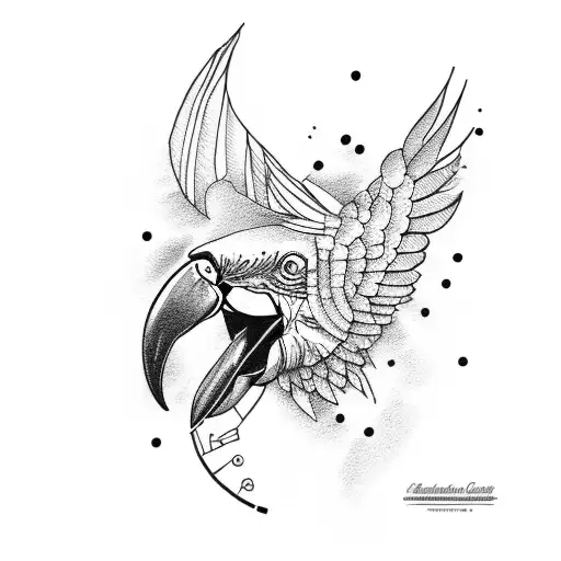 macaw drums music psychology tattoo design idea
