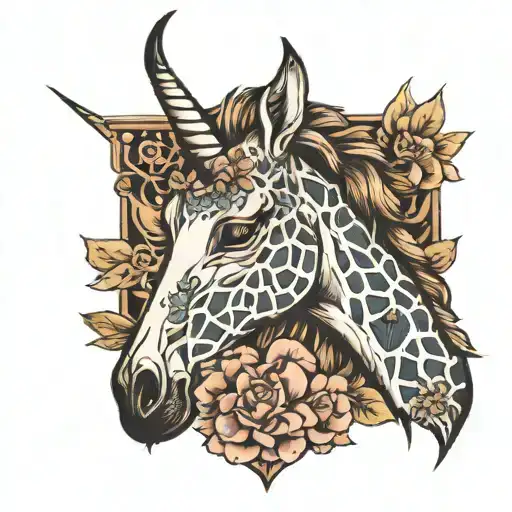 unicorn giraffe tattoo design idea