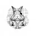 a rabbit down a checkered path to a stargate tattoo design idea