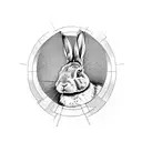a rabbit down a checkered path to a stargate tattoo design idea