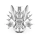 a rabbit down a checkered path to a stargate tattoo design idea