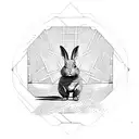 a rabbit  hopping down a checkered path to a stargate tattoo design idea