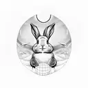 a rabbit  hopping down a checkered path to a stargate tattoo design idea