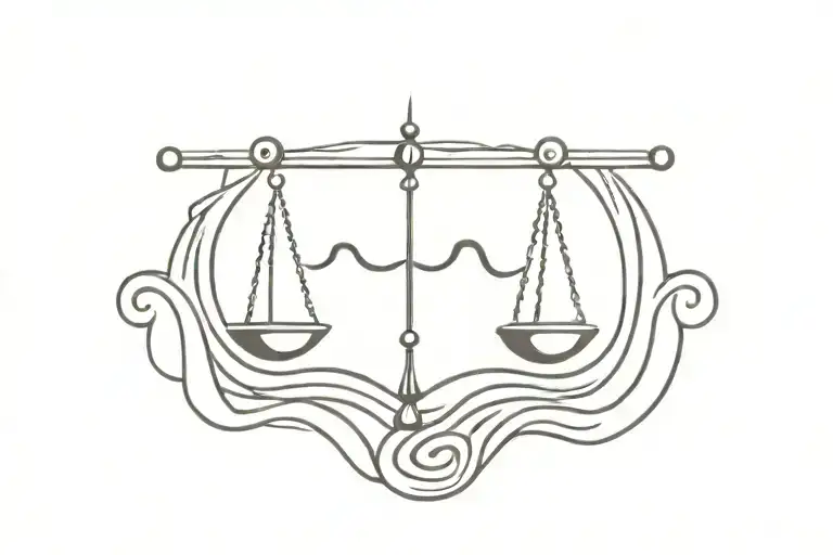 stylish libra zodiac sign in waves forming the shape tattoo design idea