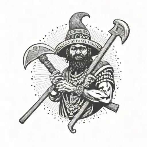 Shango Orisha Shango holding an axe tattoo design idea