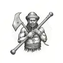 Shango Orisha Shango holding an axe tattoo design idea
