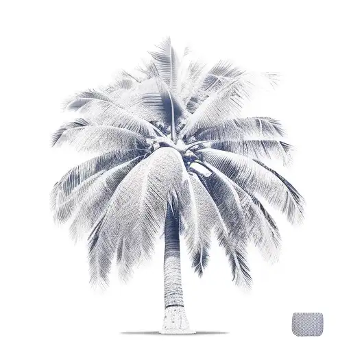 coconut tree that says BIG underneat tattoo design idea