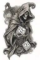 rolling dice memory of my deceased dad with grim reaper tattoo design idea