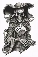 rolling dice memory of my deceased dad with grim reaper tattoo design idea