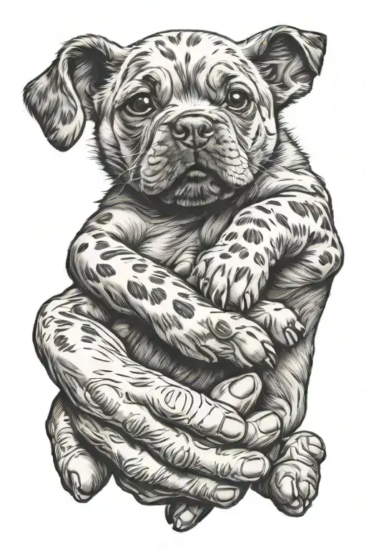 human hand and dog paw touching each other hand tattoo design idea