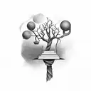 A gavel morphing into a tree of knowledge tattoo design idea