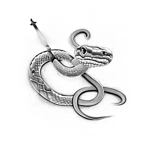 sword with snake wrapped around  tattoo design idea