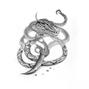 sword with snake wrapped around  tattoo design idea