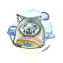 wombat throwing a frisbee tattoo design idea