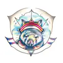 wombat throwing a frisbee tattoo design idea