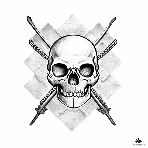 pirate skull with criss-cross hammer and a wrench tattoo design idea