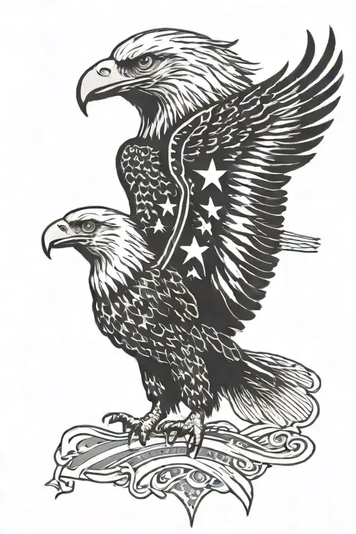 American eagle  + american flag tattoo design idea