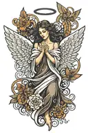 angel and word blessed tattoo design idea