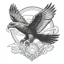 hawk wings and boy flying towards the sun tattoo design idea