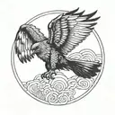 hawk wings and boy flying towards the sun tattoo design idea