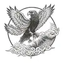 hawk wings and boy flying towards the sun tattoo design idea