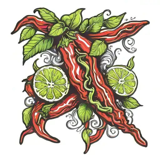 chilli pepper  And lime tattoo design idea