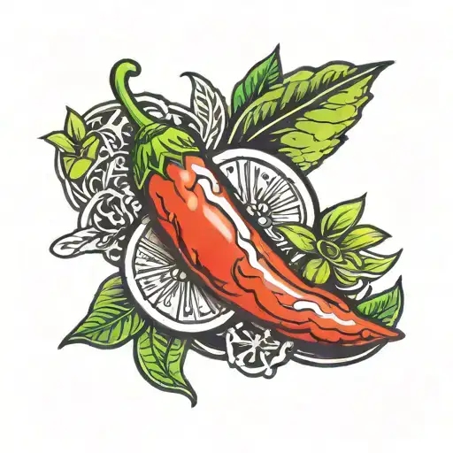 chilli pepper  And lime tattoo design idea