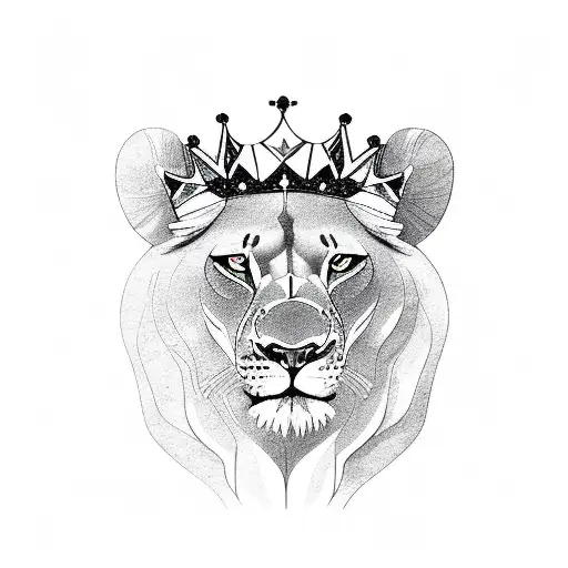 lioness with crown tattoo design idea