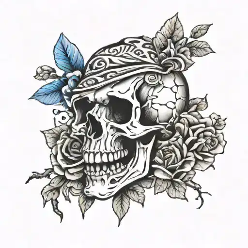 skull and dodgers tattoo design idea