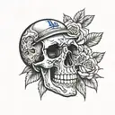 skull and dodgers tattoo design idea