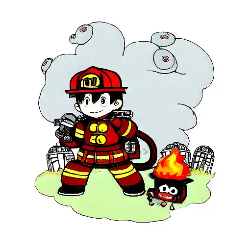 Octopus firefighter tattoo design idea