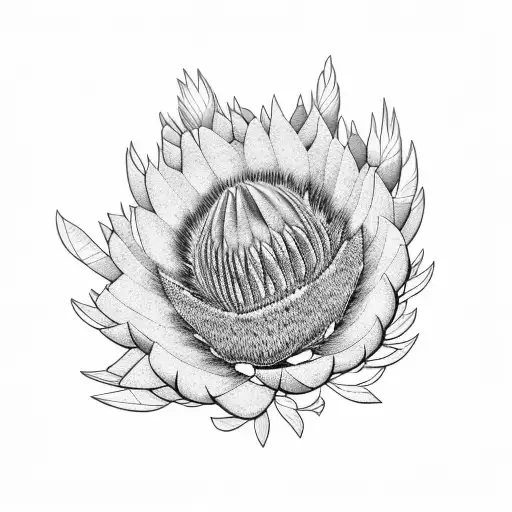 Protea with wings tattoo design idea