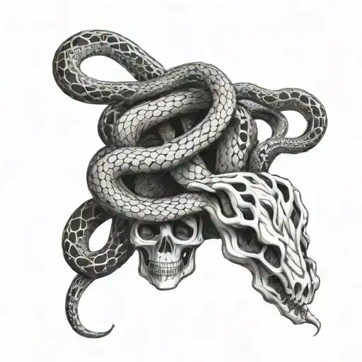 The skeleton of a snake tattoo design idea