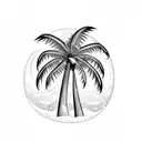 Palm Tree with skull and waves tattoo design idea