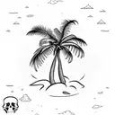 Palm Tree with skull and waves tattoo design idea